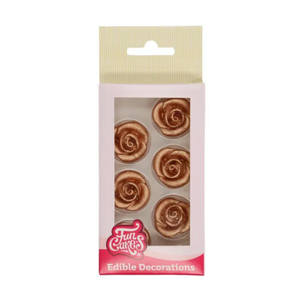 Marzipan Decorations Roses Bronze Gold