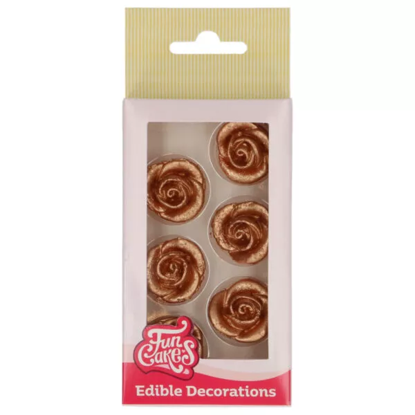Fondant Decorations Roses Bronze Gold