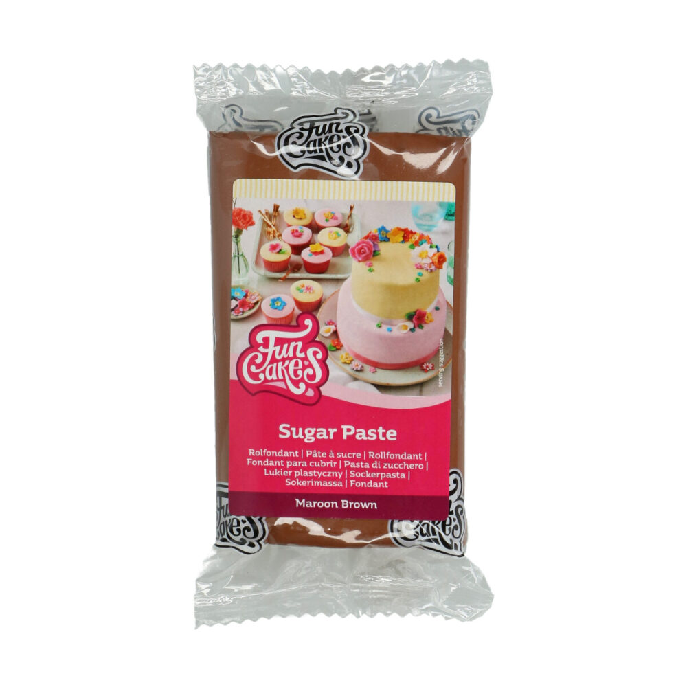 F20150 FunCakes Sugar Paste Maroon Brown 250g Packshot