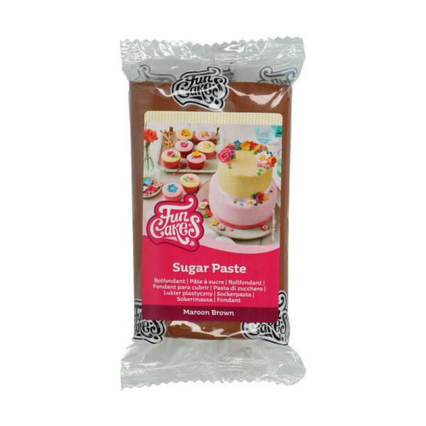F20150 FunCakes Sugar Paste Maroon Brown 250g Packshot