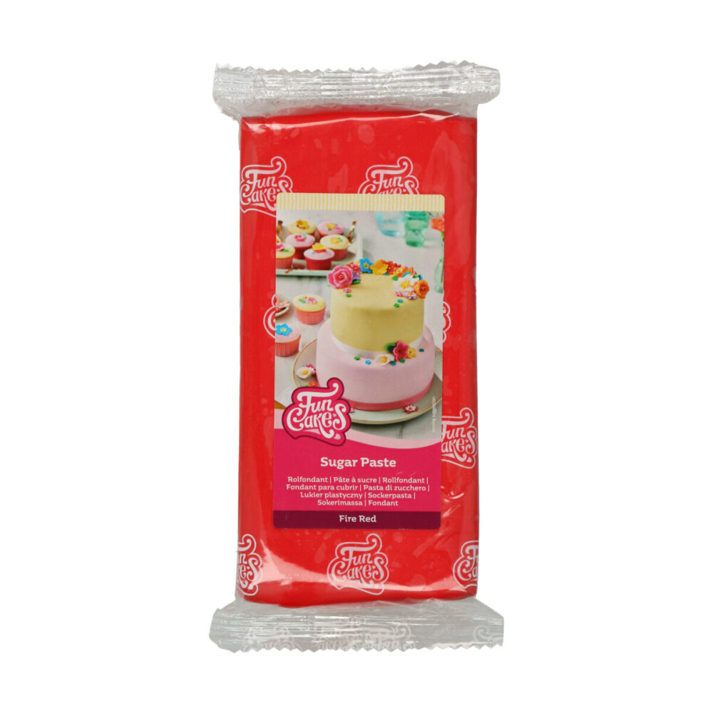 F20520 FunCakes Sugar Paste Fire Red 1kg 2