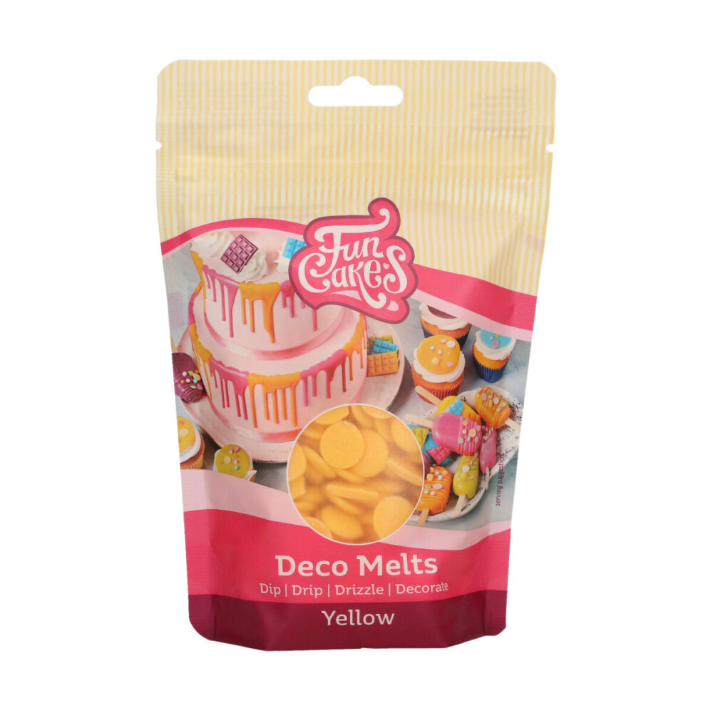 F25115 FunCakes Deco Melts Yellow 250g Front Deco Melts Geel