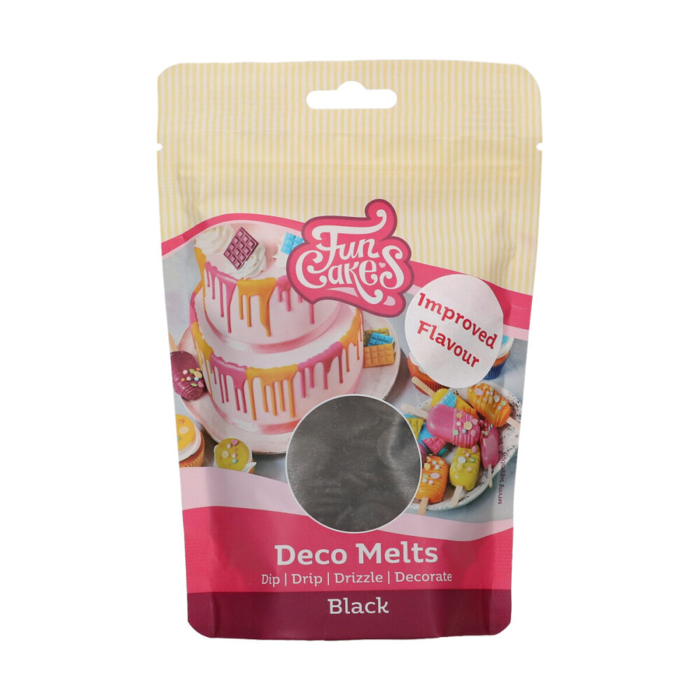 F25150 FunCakes Deco Melts Black Improved 250g Deco Melts Black