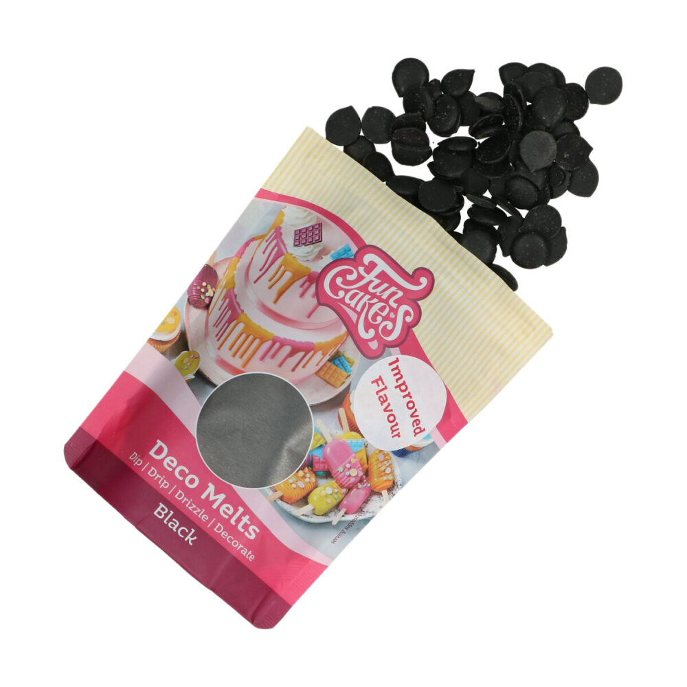 F25150 FunCakes Deco Melts Black Improved 250g Open