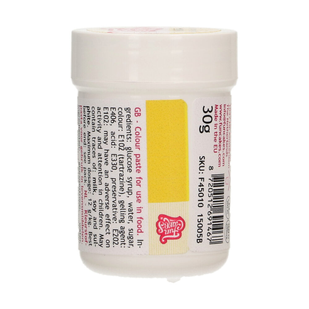 F45010 FunCakes Food Paste Yellow Food Colour Paste Geel