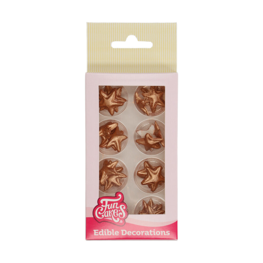 F50185 FunCakes Sugar Paste Decorations Stars Bronze Gold Sugar Paste Decorations Stars Bronze Gold