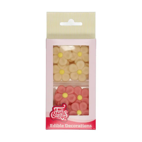 Marzipan Decorations Daisies White-Pink