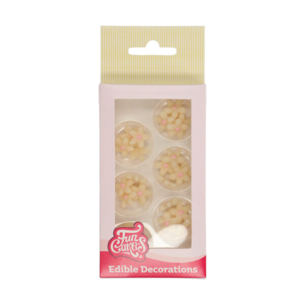 F50415 FunCakes Marzipan Decorations Daisies White Pink