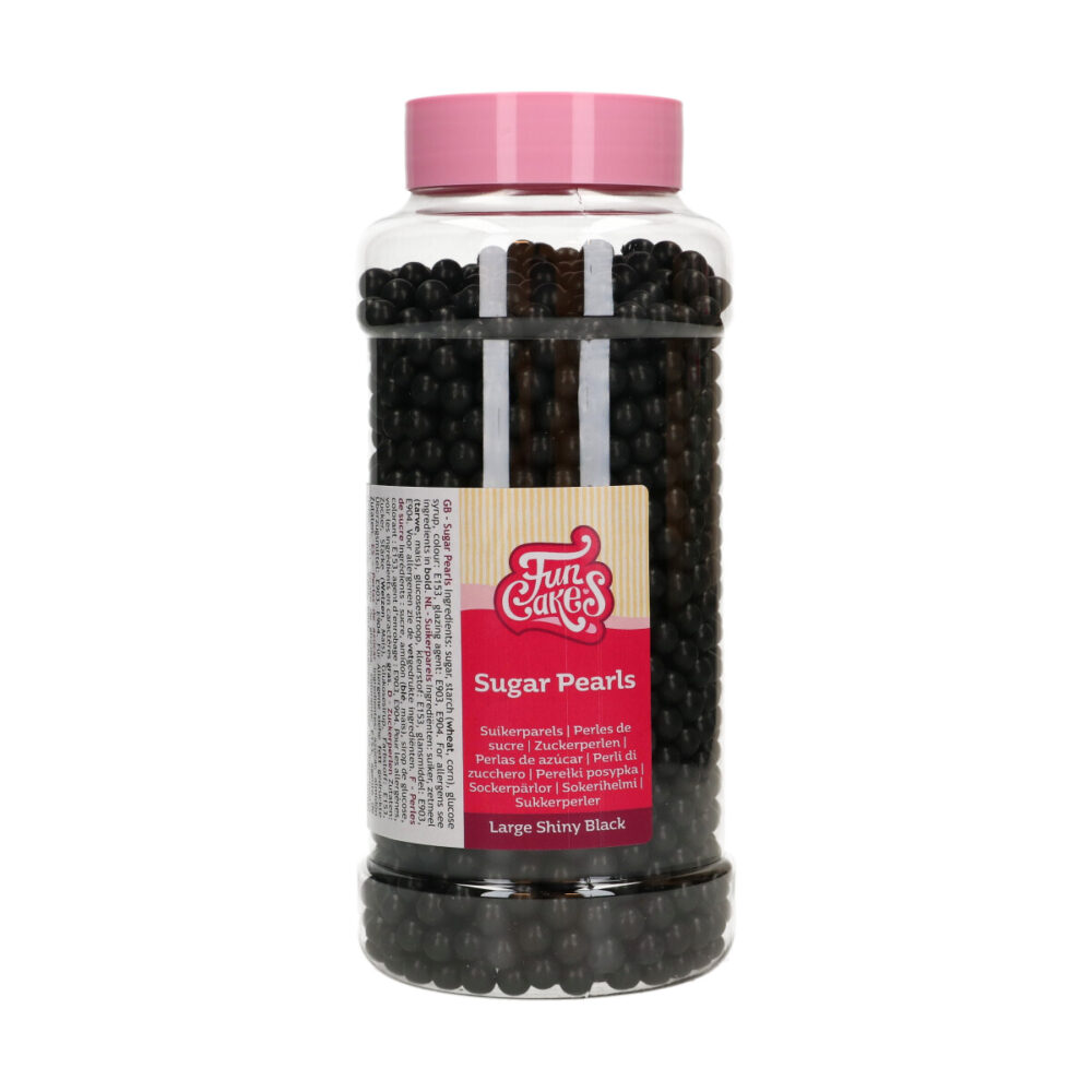 F51750 FunCakes Large Sugar Pearls Black Shiny