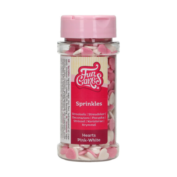 F52025 FunCakes Sprinkles Hearts Pink White 60g
