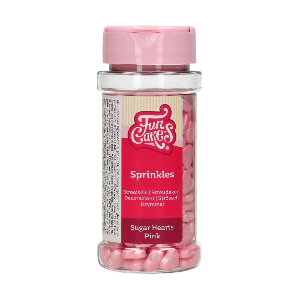 F52205 FunCakes Sugar Hearts Pink 80g Sugar Hearts Pink