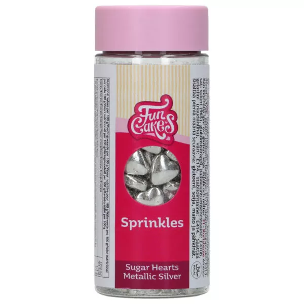 Sugar Hearts Metallic Silver