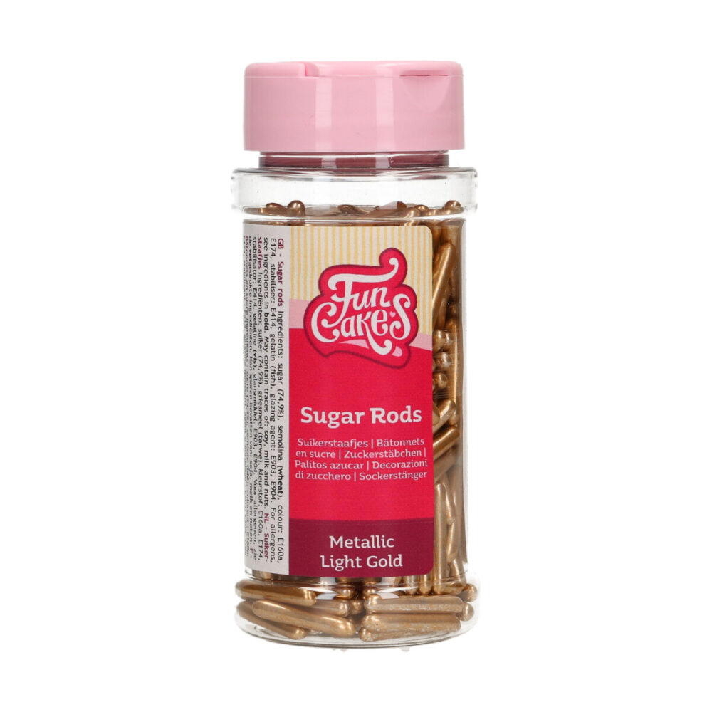 F52600 FunCakes Metallic Sugar Rods Light Gold Metallic Sugar Rods XL Licht Goud