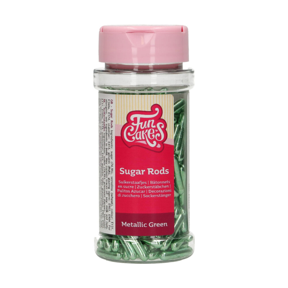 F52605 FunCakes Metallic Sugar Rods XL Green 70g Metallic Sugar Rods XL Green