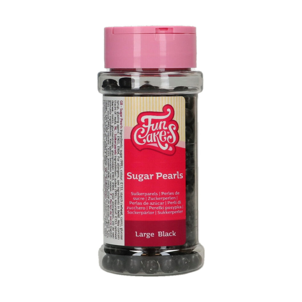 F52910 FunCakes Sugar Pearl Large Black 80g Suikerparels Large Zwart