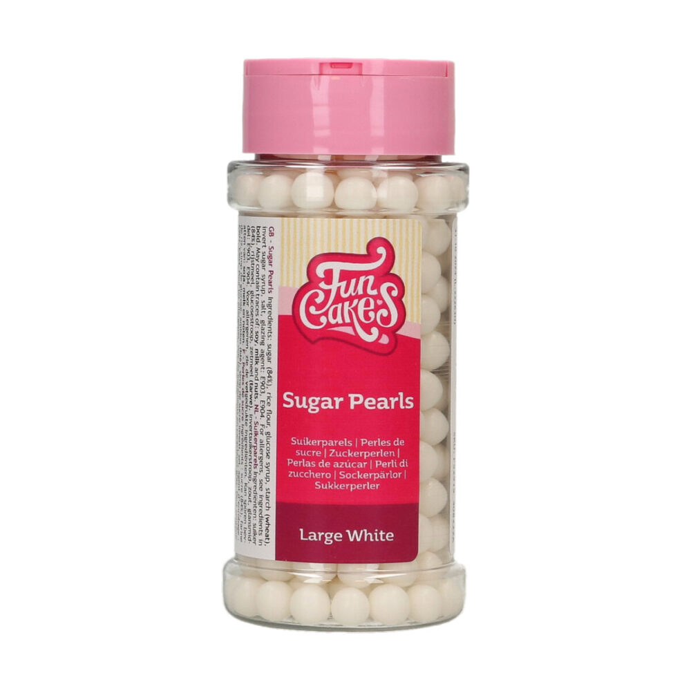 F52915 FunCakes Sugar Pearls Large White Suikerparels Large Wit