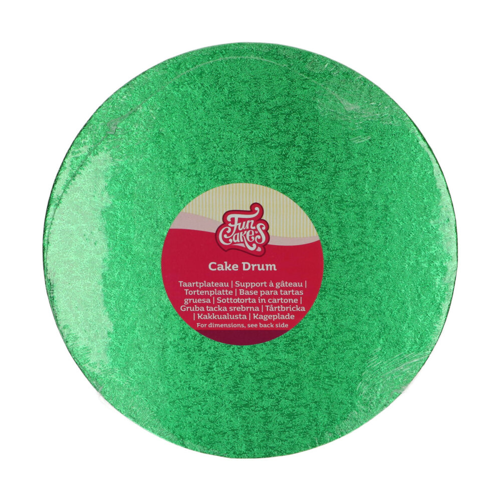 F80860 FunCakes Cake Drum Round 25cm Green Cake Drum Round Green