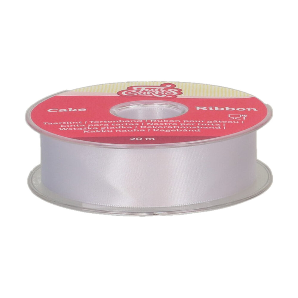 F83295 FunCakes Cake Ribbon White 25mmx20m