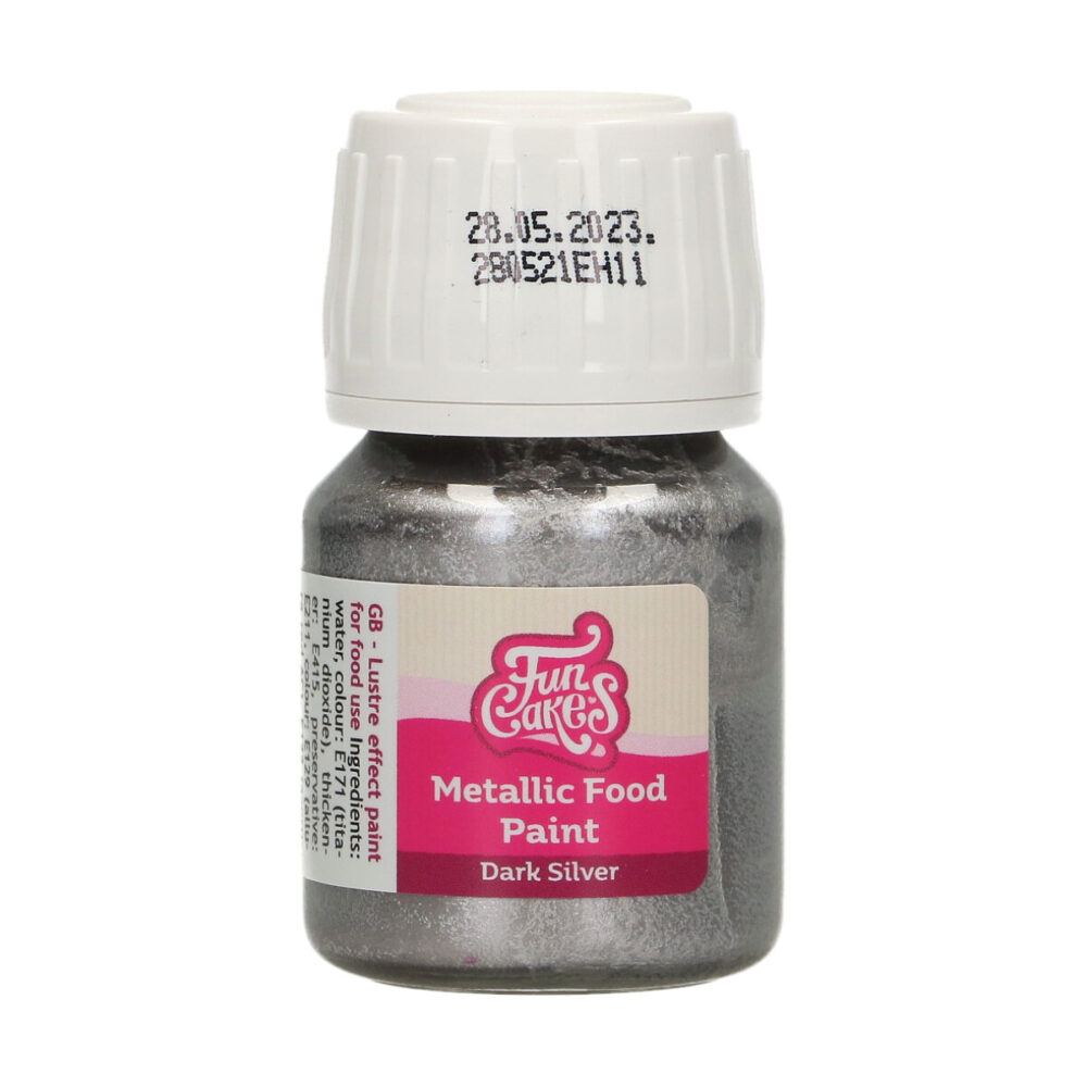 F45115 FunCakes Metallic Food Paint Dark Silver Jar