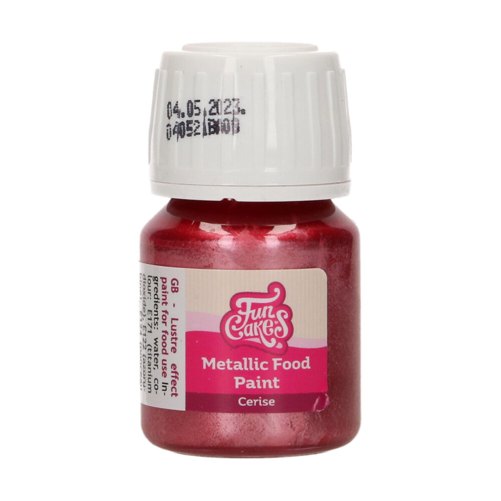 F45135 FunCakes Metallic Food Paint Cerise Jar
