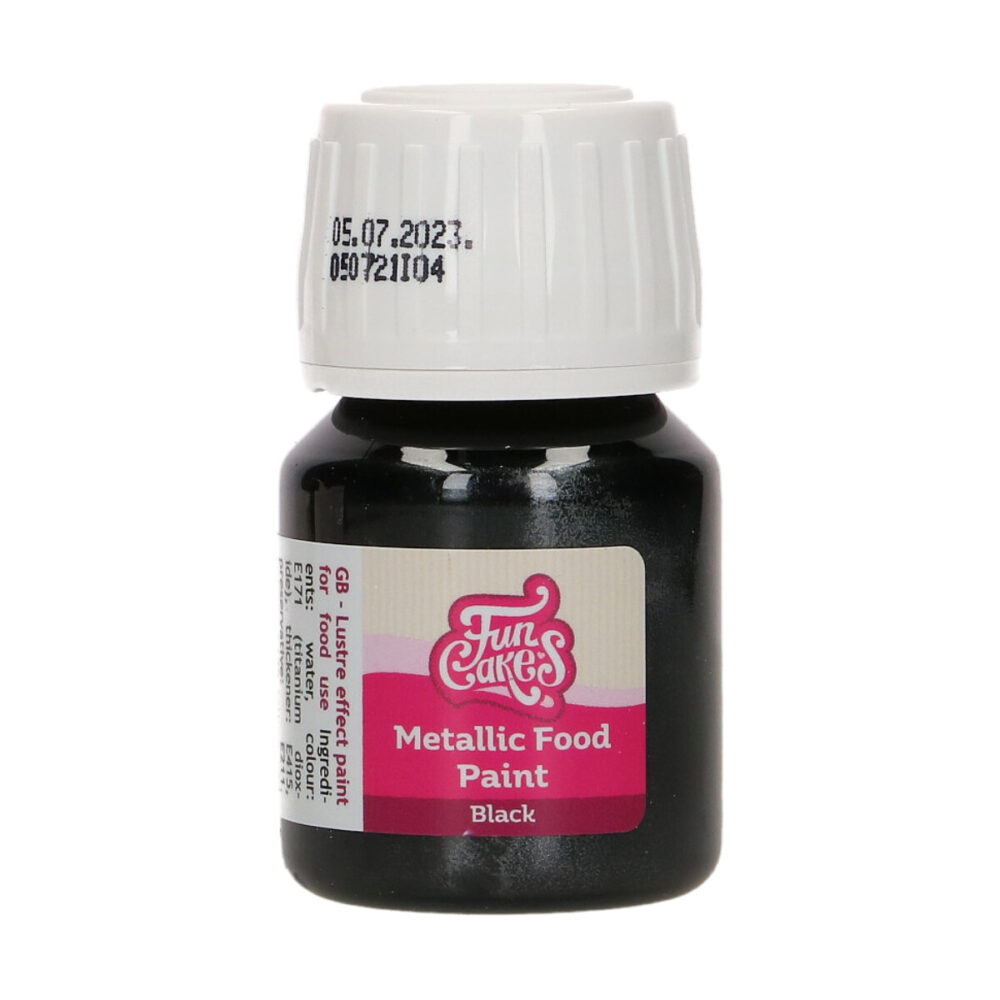 F45160 FunCakes Metallic Food Paint Black Jar