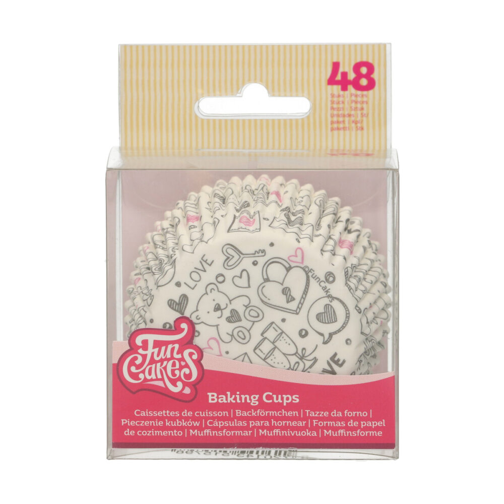 F84270 FunCakes Baking Cups Love Doodle Baking Cups Love Doodle
