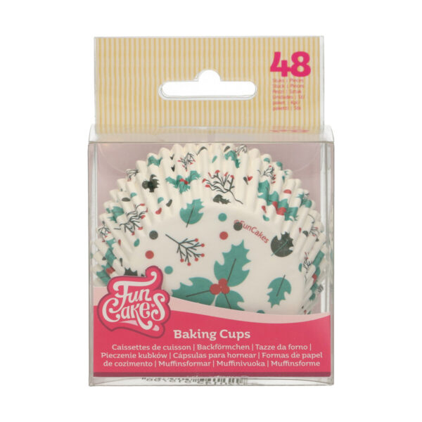 F84310 FunCakes Baking Cups Holly Leaf