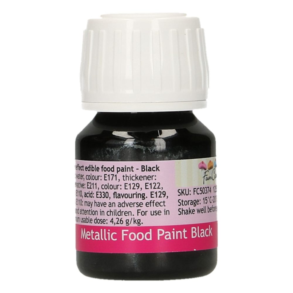 FC50374 FunCakes FunColours Metallic Food Paint Black 2 FunCakes Metallic Food Paint Black