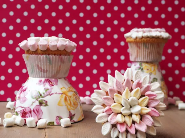 Marshmallow bloemen cupcakes