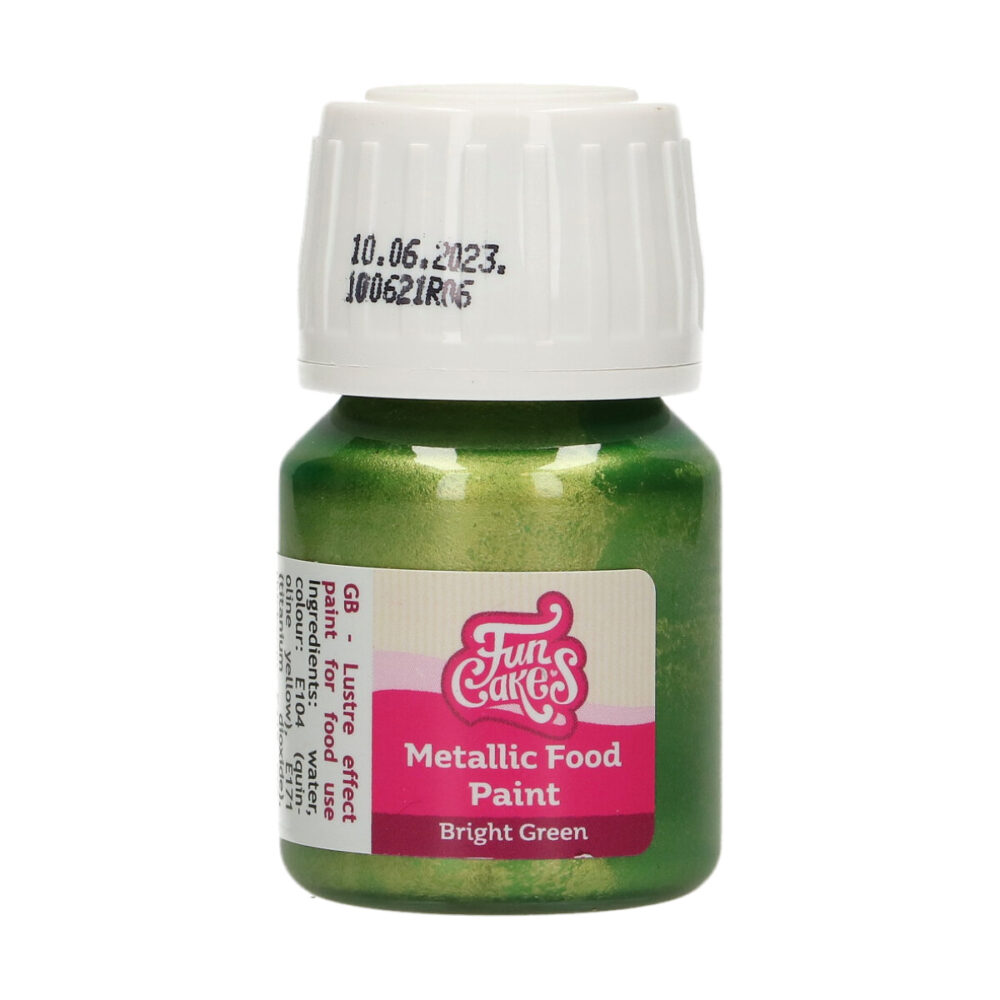 F45175 FunCakes Metallic Food Paint Bright Green Jar