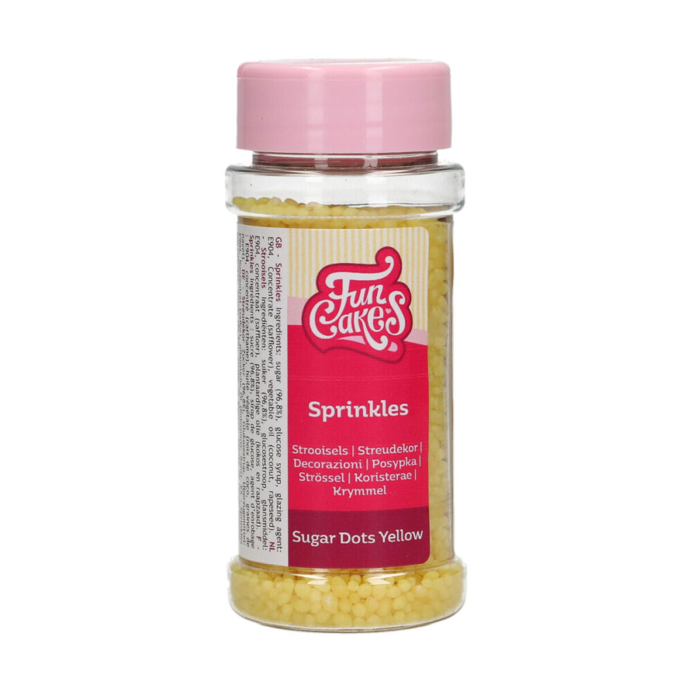 F52100 FunCakes Sugar Dots Yellow Sugar Dots Geel