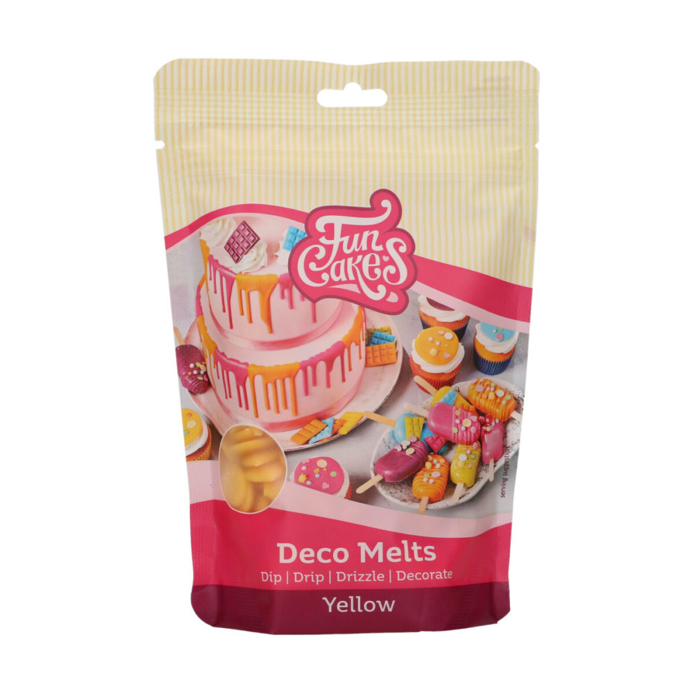 F25115 FunCakes Deco Melts Yellow 250g Deco Melts Geel