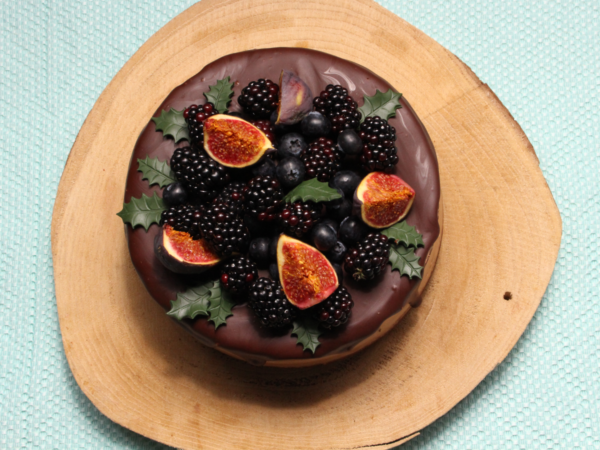 Chocolate Drip Cake With Figs And Blackberries