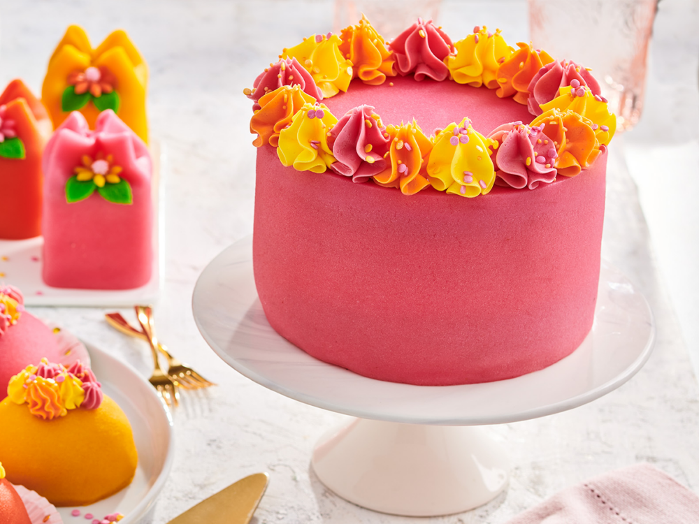 Marzipan Cake With Fruit And Whipped Cream Filling