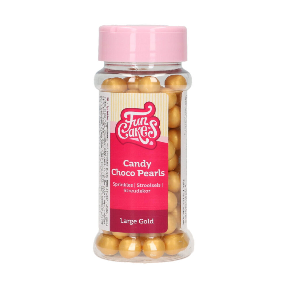 F52725 FunCakes Candy Choco Pearls Large Gold Candy Choco Parels Large Goud
