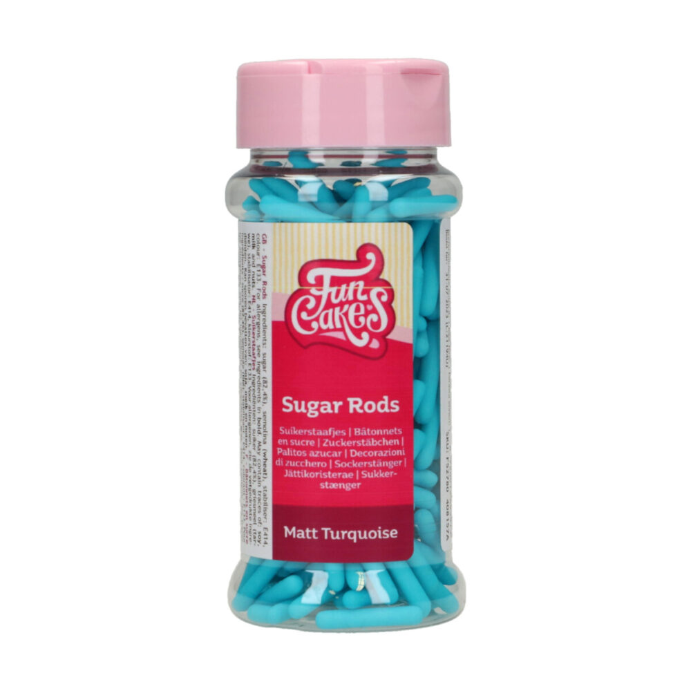 F52780 FunCakes Matt Sugar Rods XL Turquoise 70g Matt Sugar Rods XL Turquoise