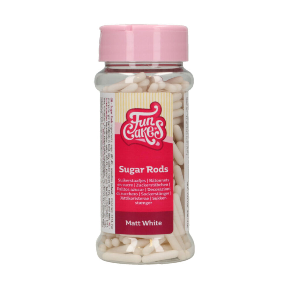 F52790 FunCakes Matt Sugar Rods XL White 70g Matt Sugar Rods XL White