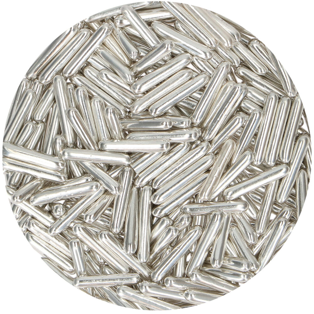 F52585 FunCakes Sugar Rods Metallic Silver 70g Pot