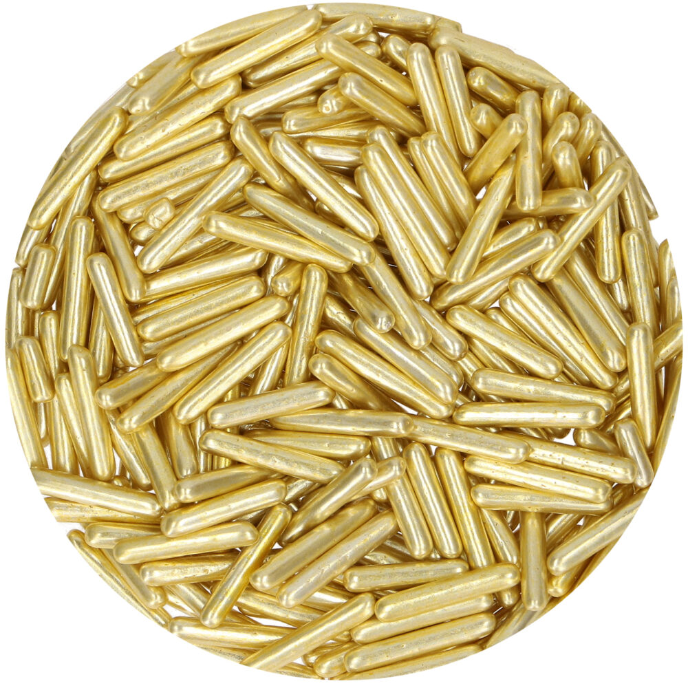 F52595 FunCakes Sugar Rods Metallic Yellow Gold 70g Pot
