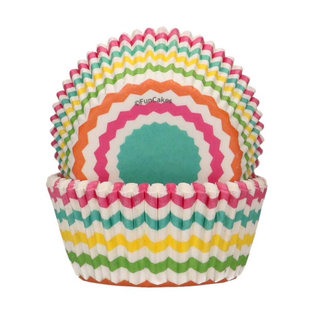 F84235 FunCakes Baking Cups Colourful Chevron Cups