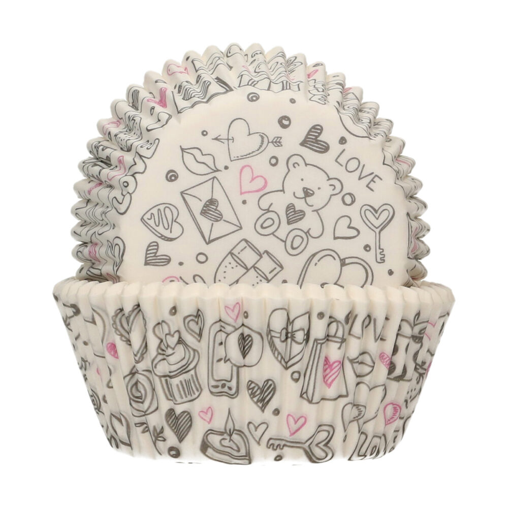 F84270 FunCakes Baking Cups Love Doodle Cups