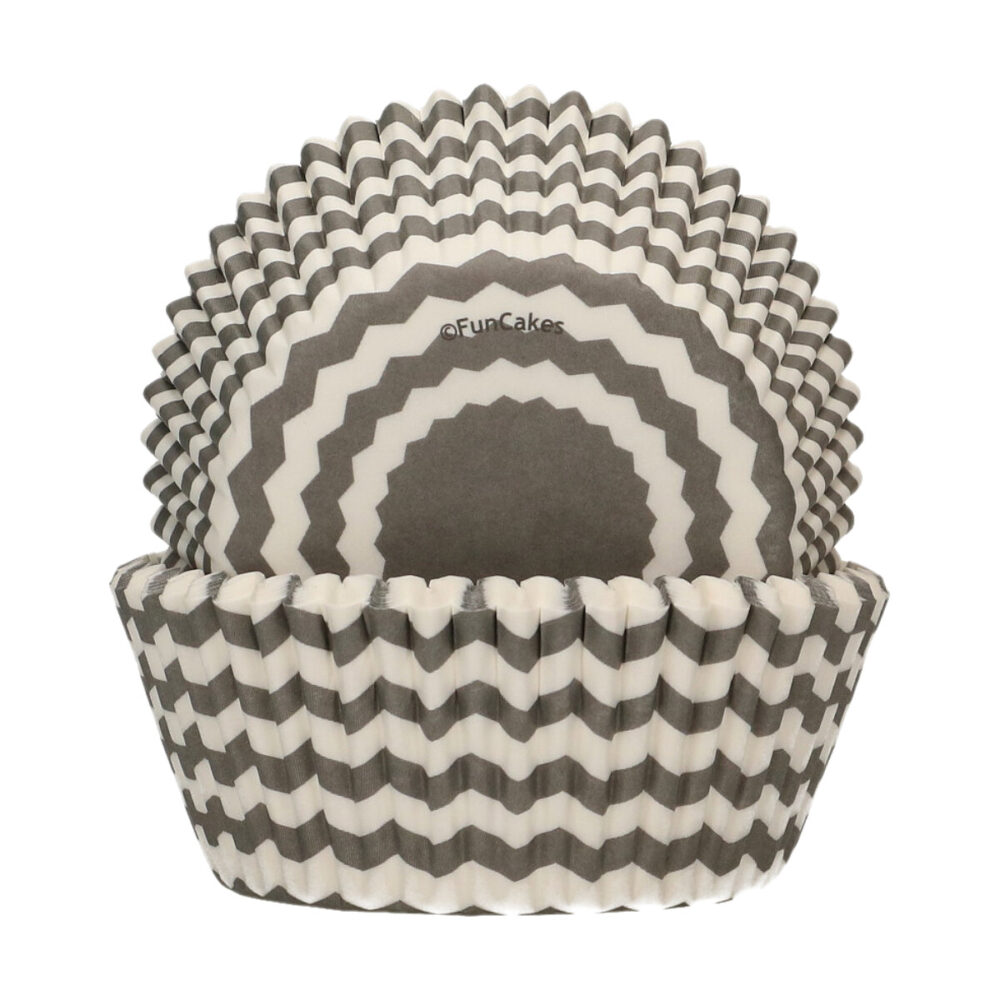 F84325 FunCakes Baking Cups Chevron Grey Cups