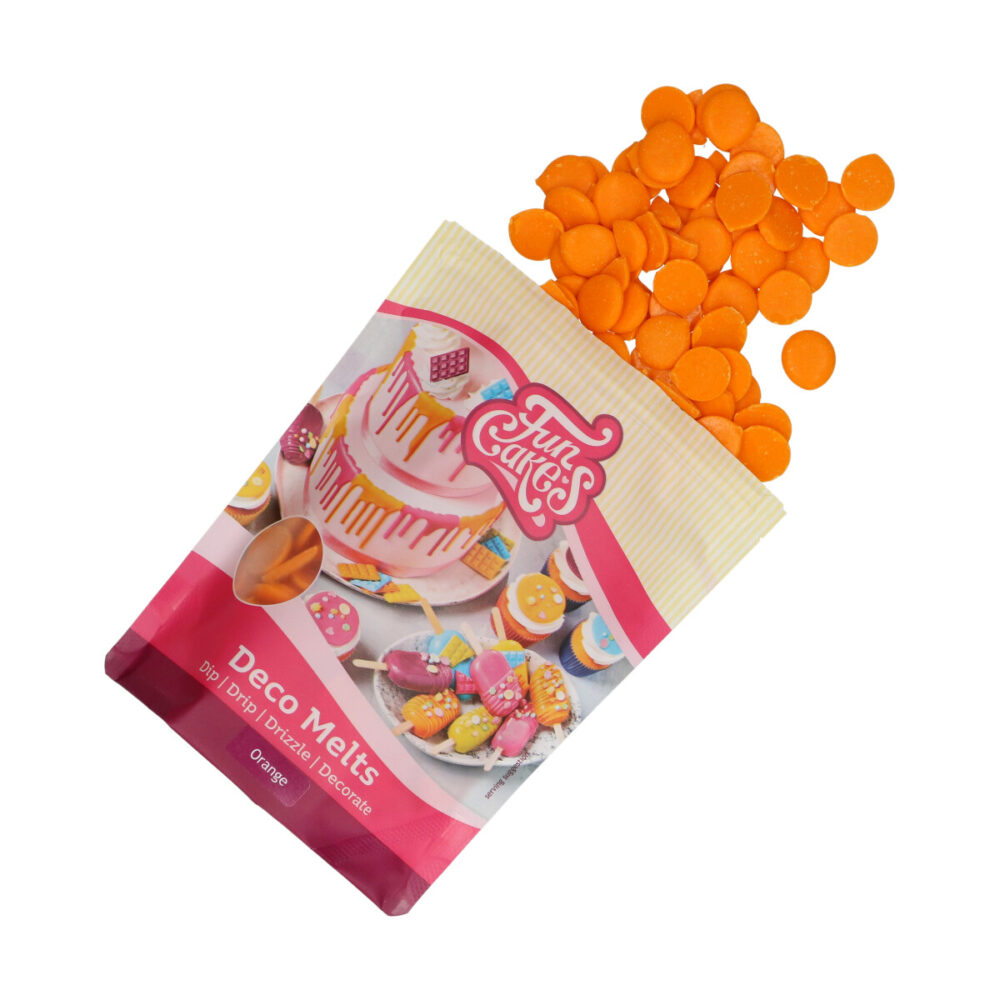 F25320 FunCakes Deco Melts Orange Flavour 250g Open Bag