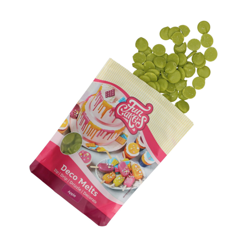 F25330 FunCakes Deco Melts Green Apple Flavour 250g Open Bag