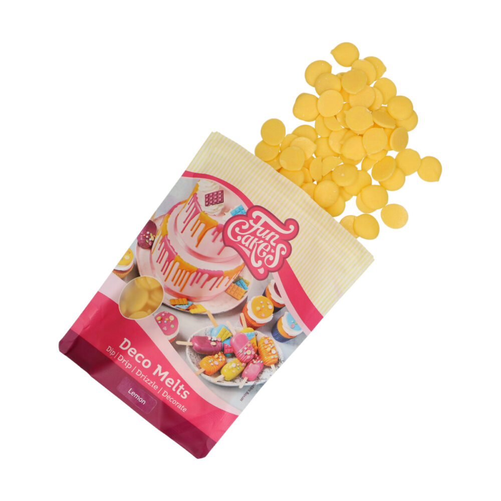 F25335 FunCakes Deco Melts Lemon Flavour 250g Open Bag