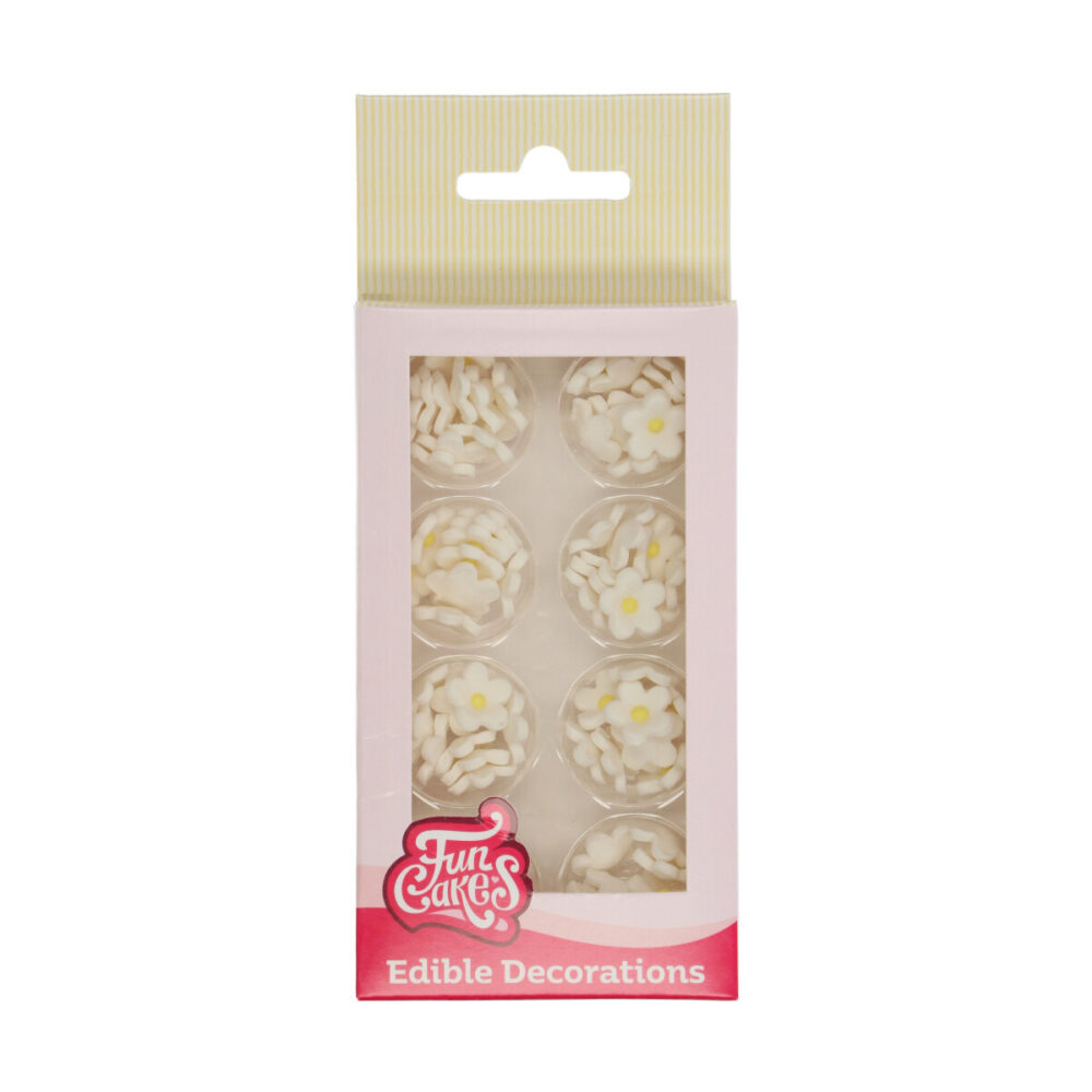 F50560 FunCakes Sugar Decorations White Blossoms Pk64 Sugar Decorations White Blossoms