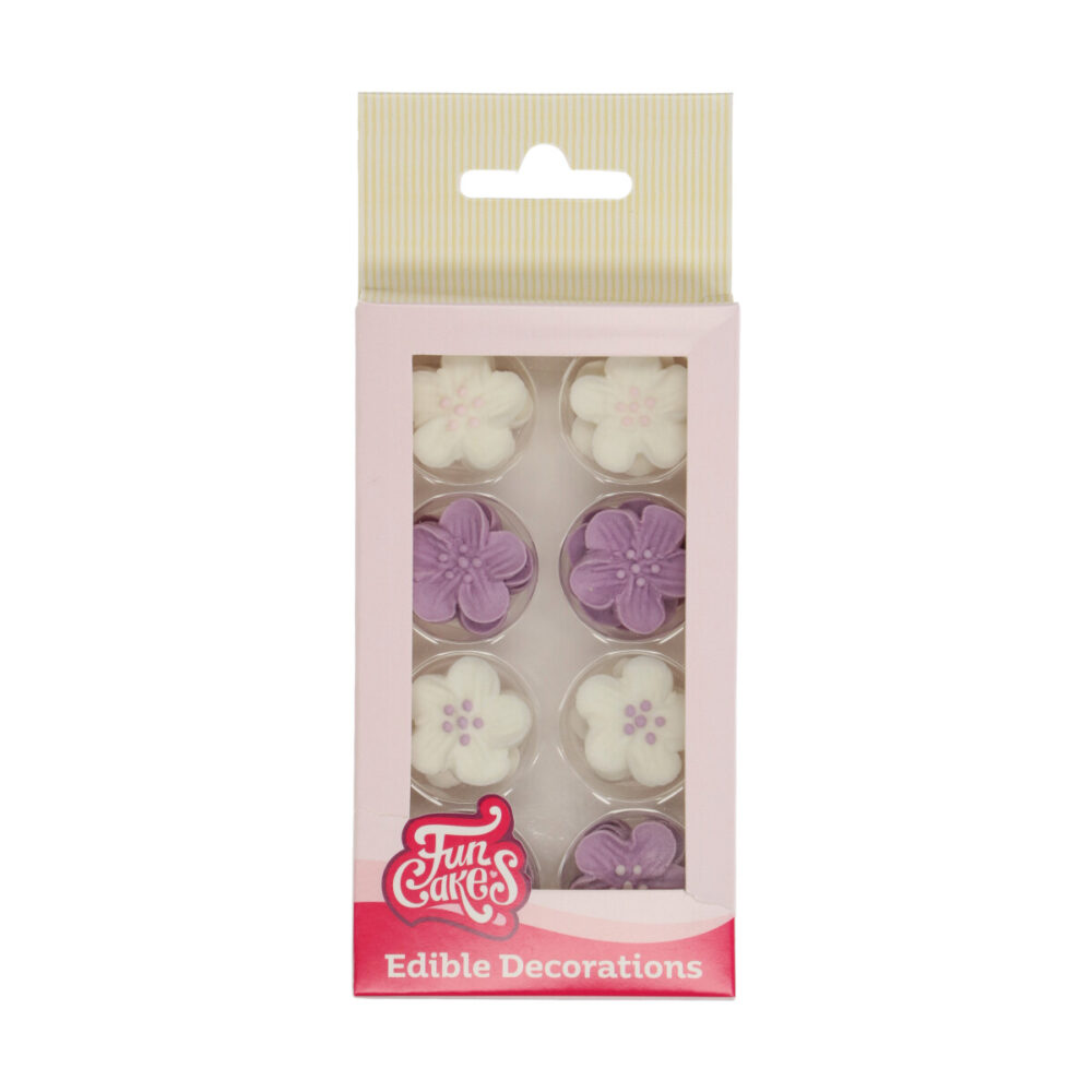 F50600 FunCakes Sugar Decorations Mix Purple Set24 Sugar Decorations Flower Mix Purple