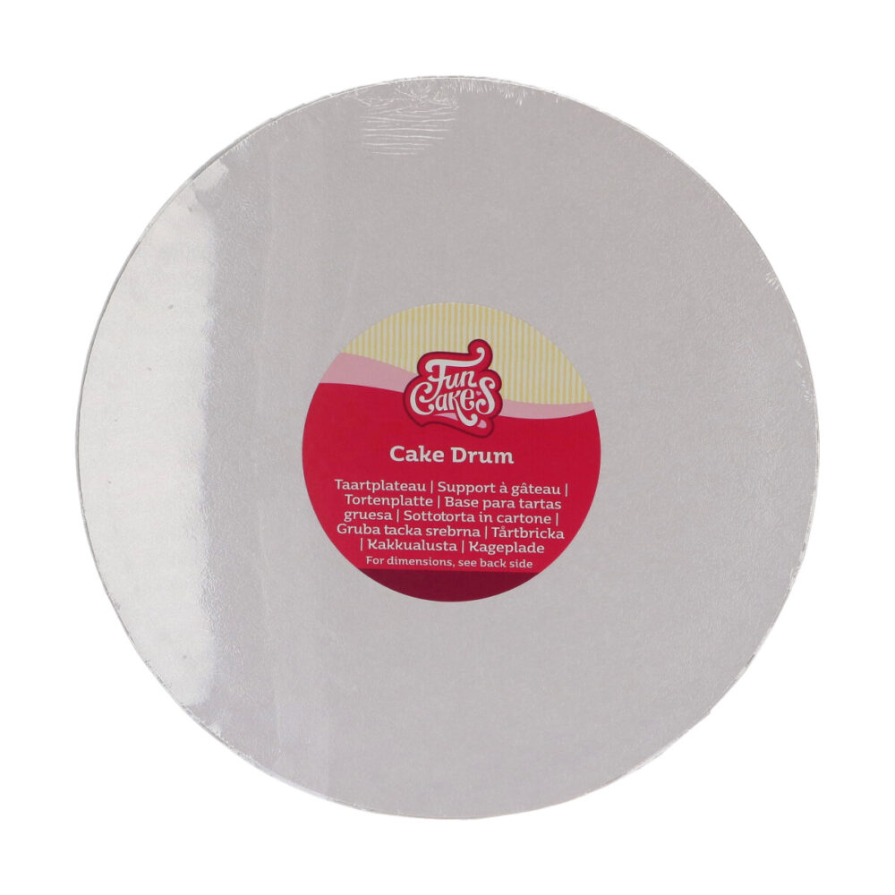 F81075 FunCakes Cake Drum Round 25cm White Cake Drum Round White