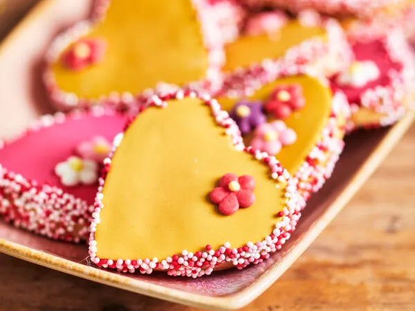 Heart cookies with flowers