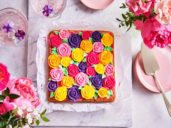 Flower sheet cake